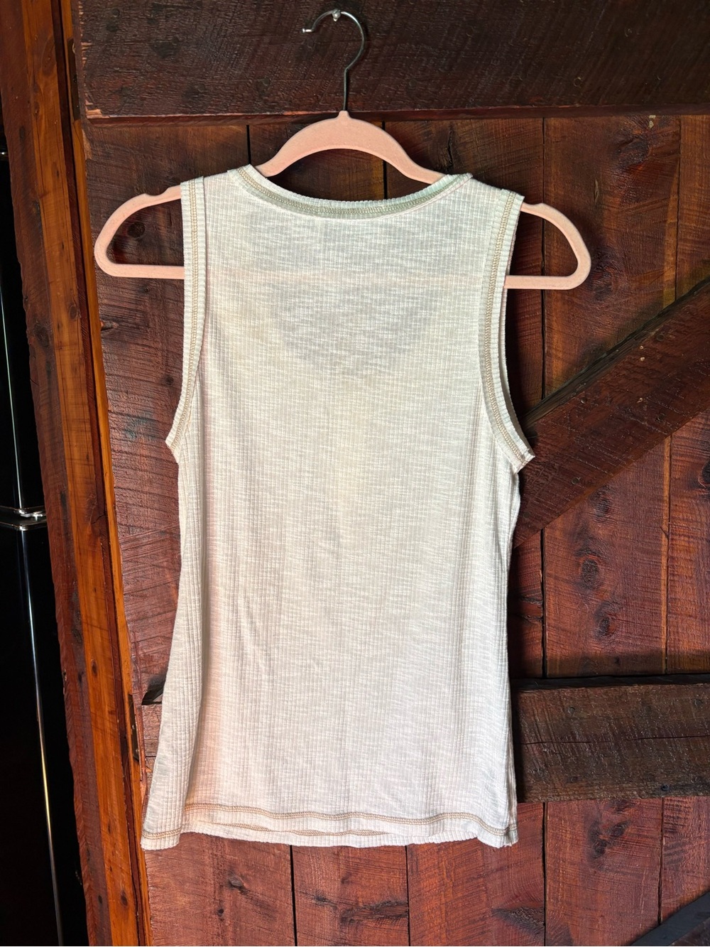 Cream Ribbed Henley Tank - Picture 5 of 5